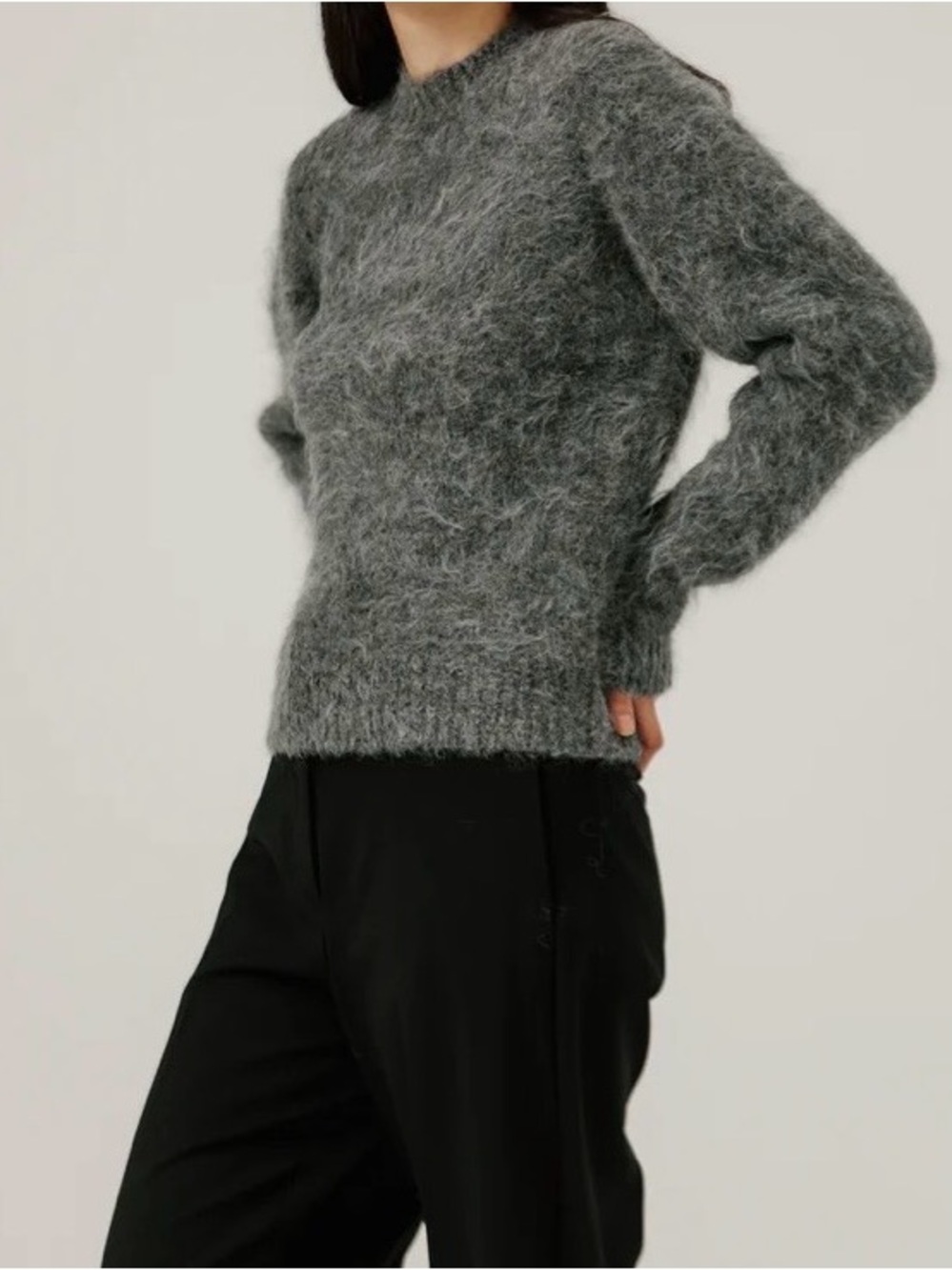Bare Knitwear - Cozy Women's Gray Crewneck Sweater. Made in Peru